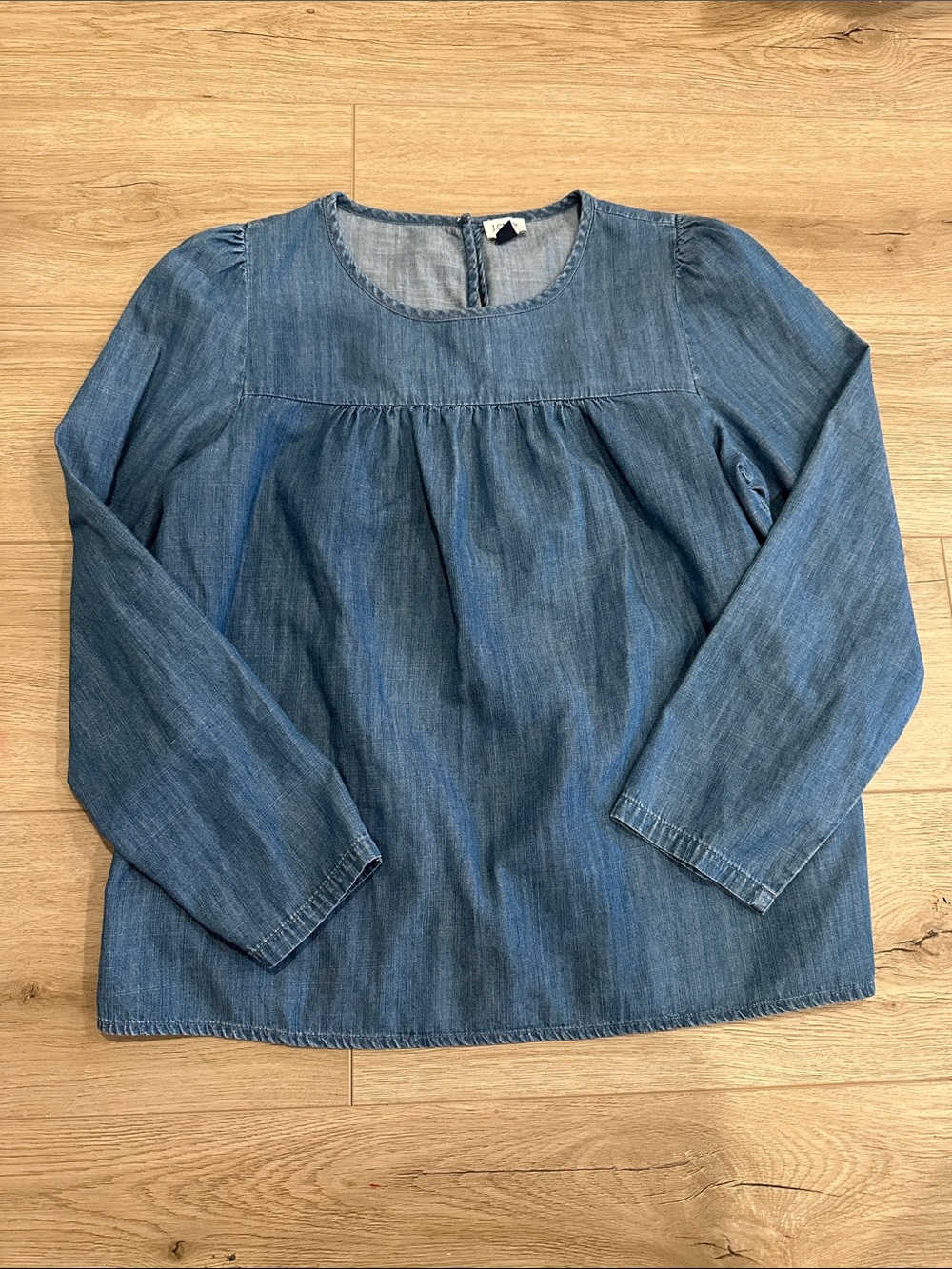 J. Crew Denim-Effect Peasant Blouse - Medium Blue